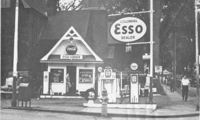 Esso Station in front of St. James Church
