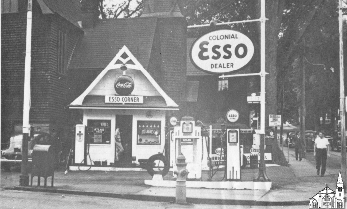 Esso Station in front of St. James Church